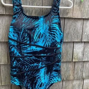 Aqua belle blue and black swimsuit